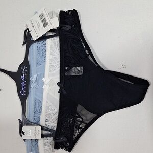 Carrie Amber Elegant Black Lace Thong Panties Medium